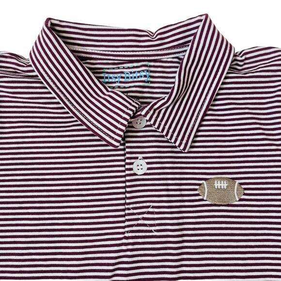 NWT Itsy Bitsy Size 8 Maroon Stripe Football Polo - Picture 2 of 3